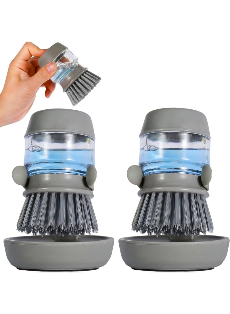 SUPREMIUM فرشاة تنظيف الأطباق مع موزع صابون وصينية تصريف - فرشاة تنظيف متينة لليد لتنظيف الأطباق، القدور، المقالي، والمغسلة - فرشاة مطبخ مريحة مع حامل تخزين - Image 1