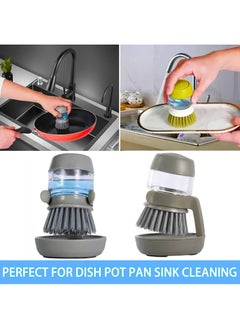 SUPREMIUM Dish Scrub Brush with Soap Dispenser and Drip Tray - Durable Palm Scrub Brush for Dish, Pot, Pan, and Sink Cleaning - Ergonomic Kitchen Scrubber with Storage Stand  - Image 3