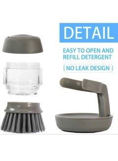 SUPREMIUM Dish Scrub Brush with Soap Dispenser and Drip Tray - Durable Palm Scrub Brush for Dish, Pot, Pan, and Sink Cleaning - Ergonomic Kitchen Scrubber with Storage Stand  - Image 4
