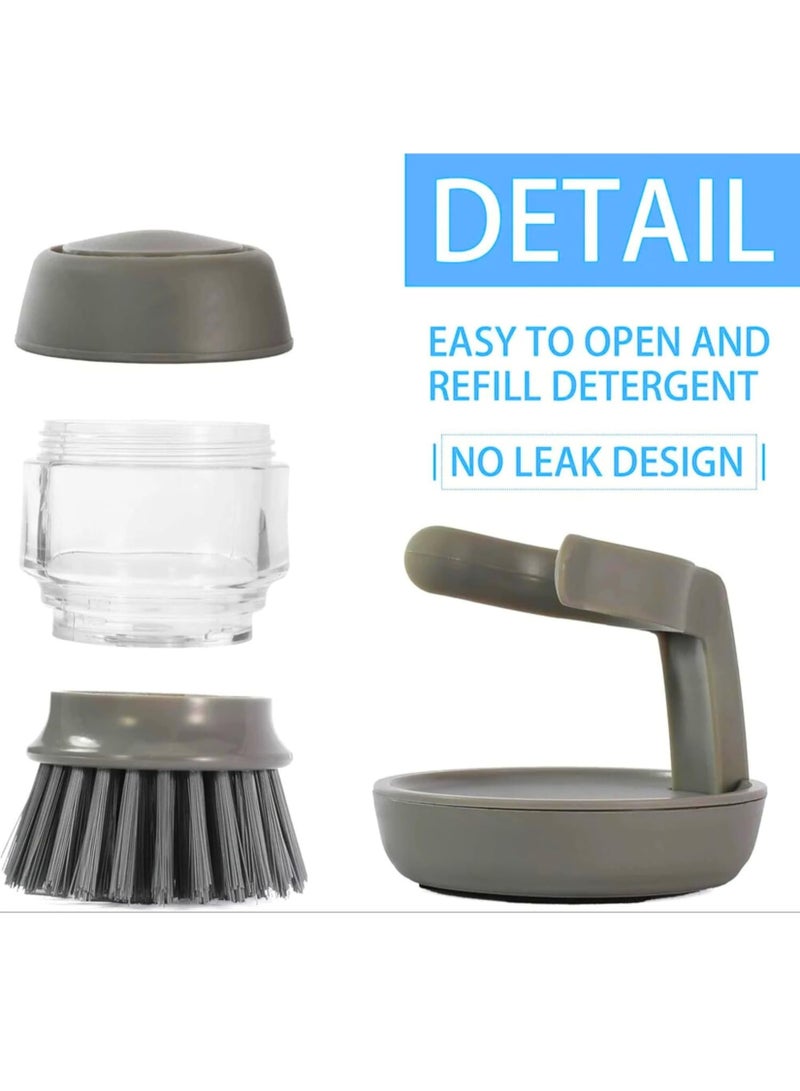 SUPREMIUM فرشاة تنظيف الأطباق مع موزع صابون وصينية تصريف - فرشاة تنظيف متينة لليد لتنظيف الأطباق، القدور، المقالي، والمغسلة - فرشاة مطبخ مريحة مع حامل تخزين - Image 4