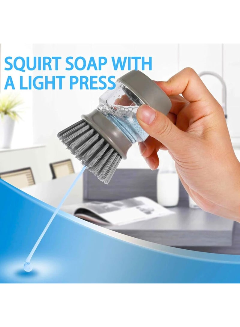 SUPREMIUM فرشاة تنظيف الأطباق مع موزع صابون وصينية تصريف - فرشاة تنظيف متينة لليد لتنظيف الأطباق، القدور، المقالي، والمغسلة - فرشاة مطبخ مريحة مع حامل تخزين - Image 2