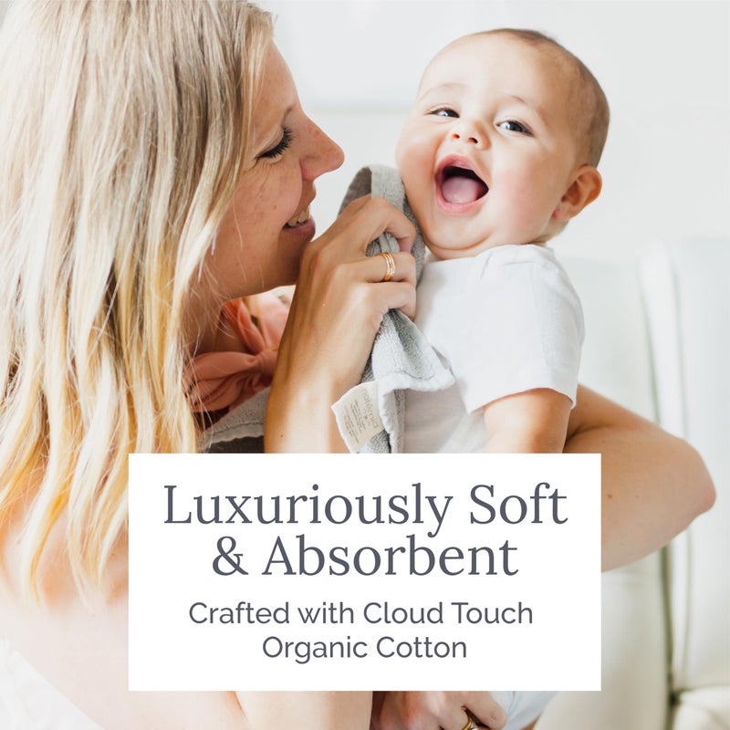 Natemia مناديل استحمام الأطفال العضوية من ناتيميا (5 عبوات، 12 بوصة × 12 بوصة) - 100% قطن عضوي - مناشف أطفال فائقة النعومة للبشرة الحساسة - حديثي الولادة، الأولاد والبنات - مناديل استحمام، ضرورة في سجل المواليد (رمادي) - Image 4
