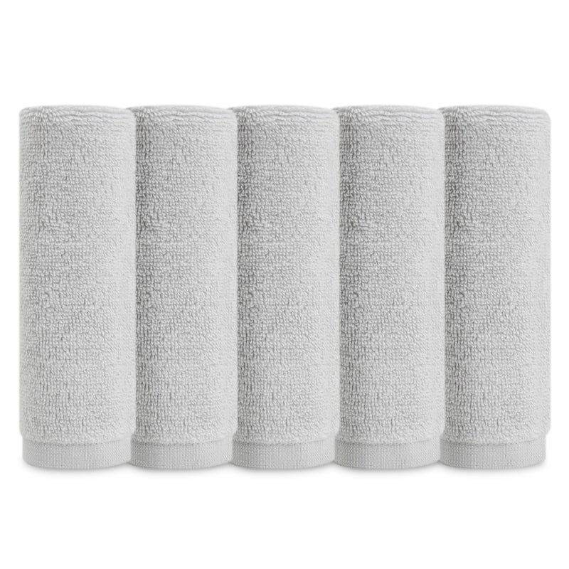 Natemia مناديل استحمام الأطفال العضوية من ناتيميا (5 عبوات، 12 بوصة × 12 بوصة) - 100% قطن عضوي - مناشف أطفال فائقة النعومة للبشرة الحساسة - حديثي الولادة، الأولاد والبنات - مناديل استحمام، ضرورة في سجل المواليد (رمادي) - Image 1