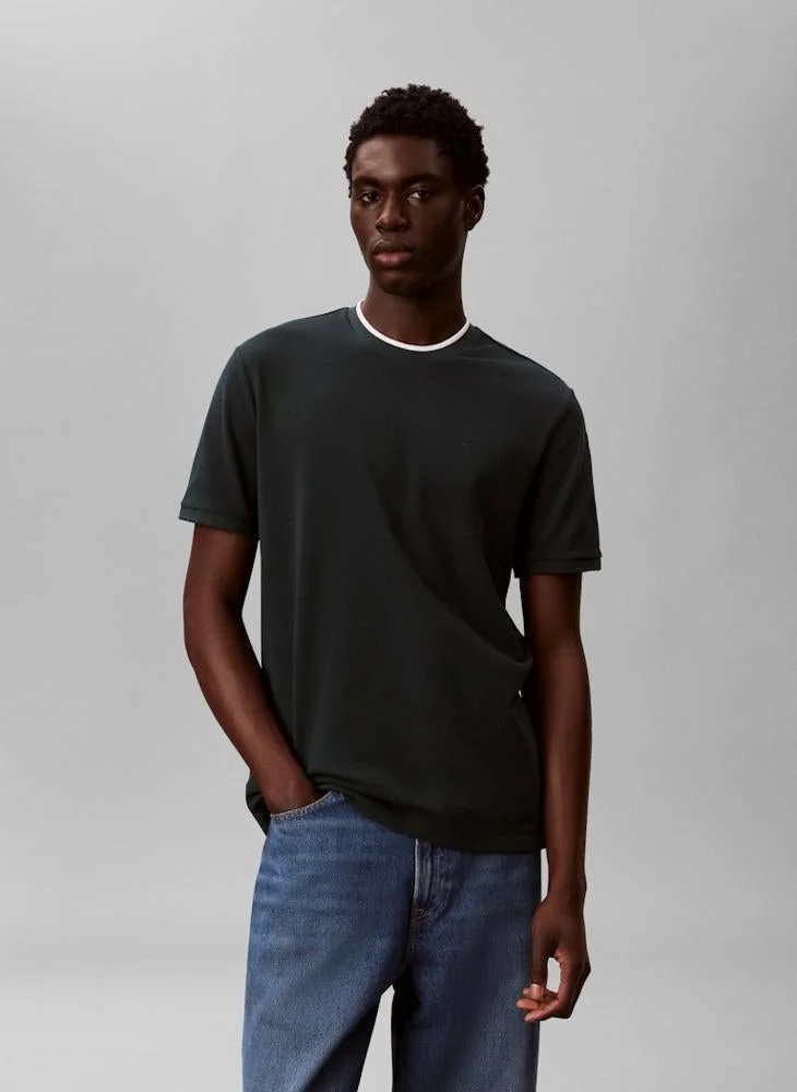CALVIN KLEIN Cotton Piqué Tipped Collar T-shirt