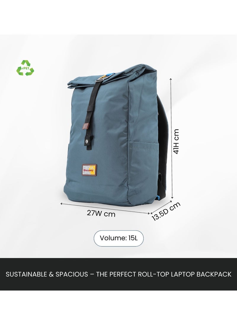 Discovery ICON Roll Top 15L Backpack Steel Blue, Durable Lightweight Multi Compartment Travel Bag, Padded Laptop/Tablet Pocket RFID, Adjustable Strap With Luggage Fix Strap, Men Women School Outdoor - pzsku/Z3199C723A3A795D0FA56Z/45/_/1739530718/3292eab8-5f24-437c-9438-50d3ea402fda