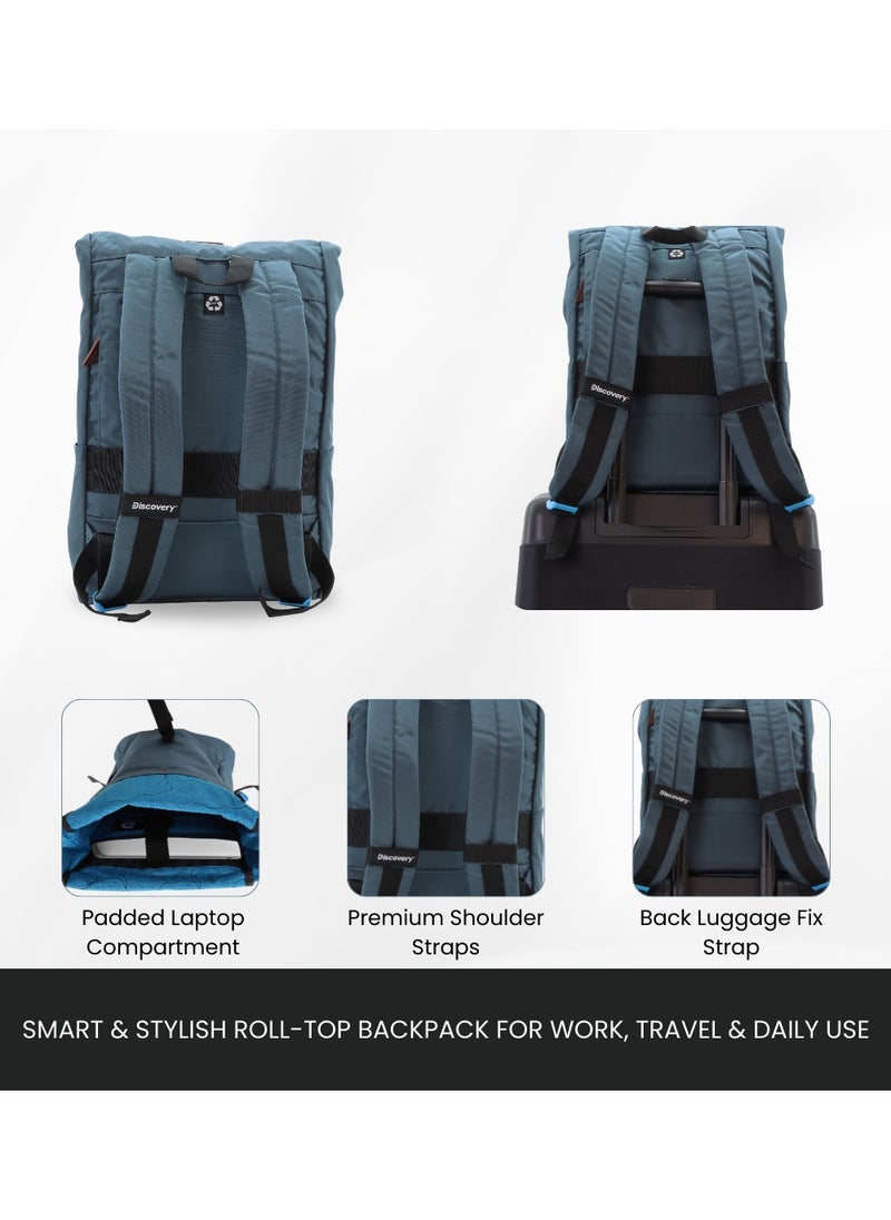 Discovery ICON Roll Top 15L Backpack Steel Blue, Durable Lightweight Multi Compartment Travel Bag, Padded Laptop/Tablet Pocket RFID, Adjustable Strap With Luggage Fix Strap, Men Women School Outdoor - pzsku/Z3199C723A3A795D0FA56Z/45/_/1739530748/42aed9e1-6a7a-4105-bd2e-62ea0d0cce2a