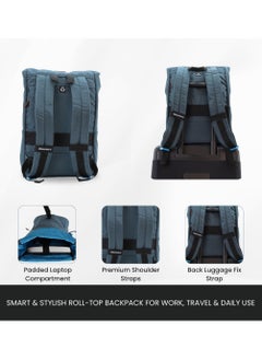 Discovery Discovery ICON Roll Top 15L Backpack Steel Blue, Durable Lightweight Multi Compartment Travel Bag, Padded Laptop/Tablet Pocket RFID, Adjustable Strap With Luggage Fix Strap, Men Women School Outdoor  - Image 5