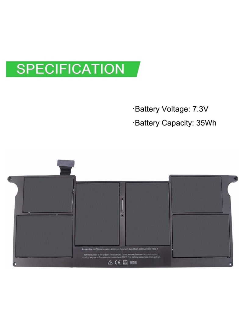 Generic 7.3V 4680mAh 35Wh Replacement Laptop Battery Compatible with A1406 and A1495 Batteries for MacBook Air 11-inch A1465 Mid 2012 2013 Early 2014 A1370 2011 MC968LL - A  - Image 2