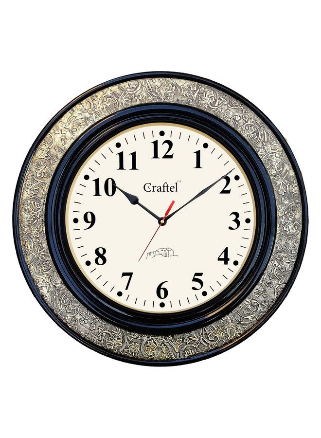 CRAFTEL Brass Embossed Analog Wall Clock Round Vintage Clock for Bedroom Living Room Home and Office (Brown) - Image 2