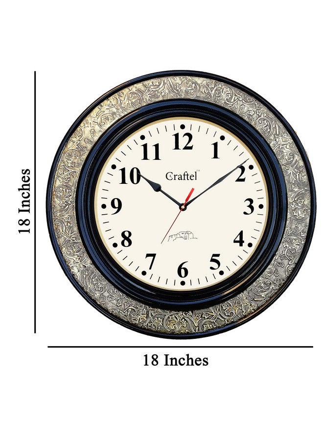 CRAFTEL Brass Embossed Analog Wall Clock Round Vintage Clock for Bedroom Living Room Home and Office (Brown) - Image 3