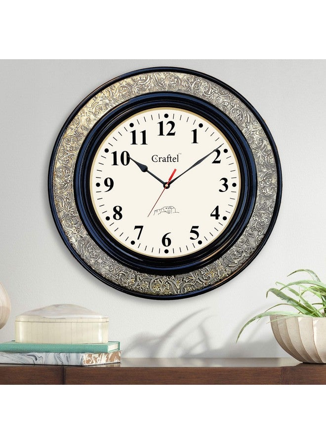 CRAFTEL Brass Embossed Analog Wall Clock Round Vintage Clock for Bedroom Living Room Home and Office (Brown) - Image 5