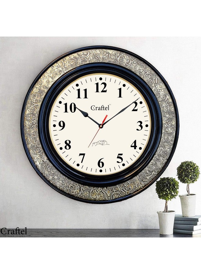 CRAFTEL Brass Embossed Analog Wall Clock Round Vintage Clock for Bedroom Living Room Home and Office (Brown) - Image 4