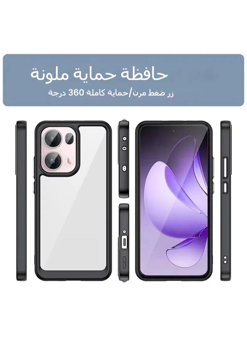 general Transparent shell for OPPO Reno13 Pro, color hard acrylic transparent back cover Soft TPU edge thicker drop and shock proof shell for OPPO Reno13 Pro 5G - Image 2