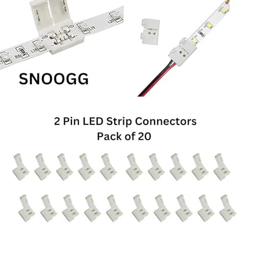 SNOOGG 20 Pack I Type 2 pin LED Strip connectors Solderless for COB/SMD 2835 3528 Single Color LED Strips Unwired Gapless led Strip Adapter Extension - Image 2