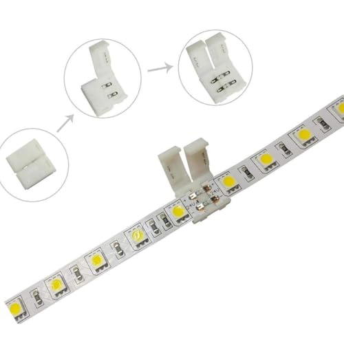 SNOOGG 20 Pack I Type 2 pin LED Strip connectors Solderless for COB/SMD 2835 3528 Single Color LED Strips Unwired Gapless led Strip Adapter Extension - Image 4