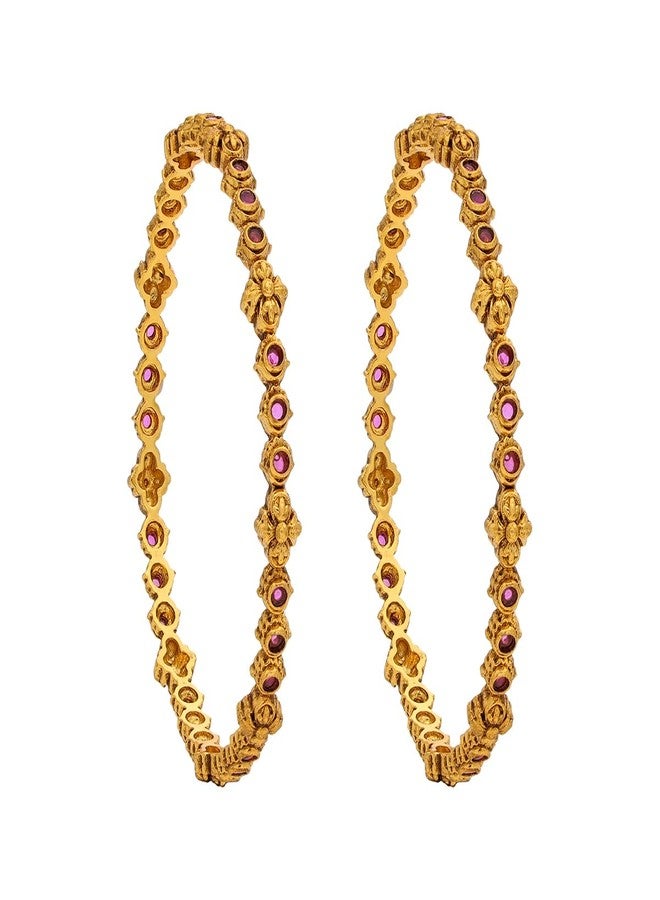 KUSHAL'S Fashion Jewellery Ruby Gold Polished Copper Antique Bangles, Best for Festive & Special Occasion - 452443 - Image 1
