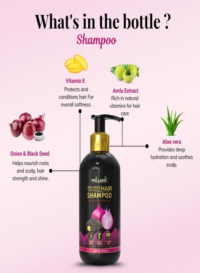 Phillauri Red Onion & Black Seed Oil Hair Shampoo for Hair Fall Control | Black Seed Oil Hair Shampoo for Daily Hair Wash | 600ml (Pack Of 2) - Image 2