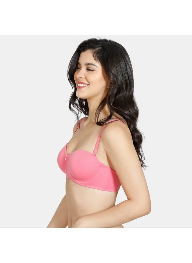 zivame Zivame Solid Padded Balconette Bra with Hook and Eye Closure