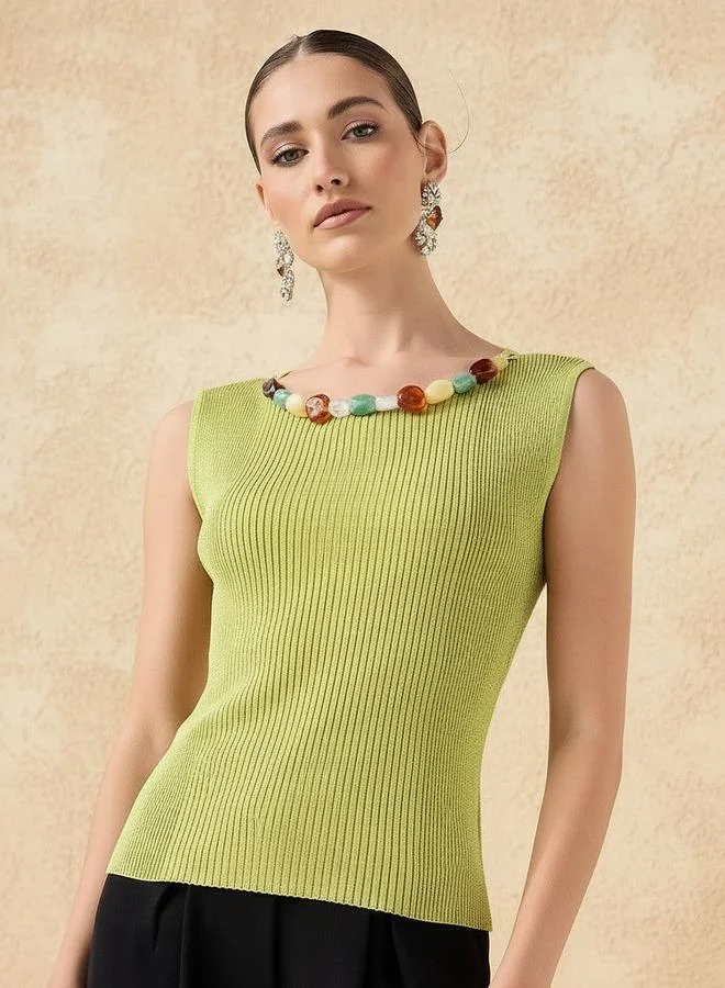Splash FAV Regular Fit Tank Top with Embellishment