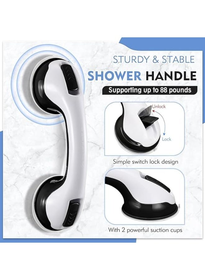 Pack of 2 Adhesive Bathroom Grab Bars, 12 Inch Shower Support Handle, Wall Mounted Safety Rail for Bathtub, Toilet and Shower Mobility Assistance - Image 4
