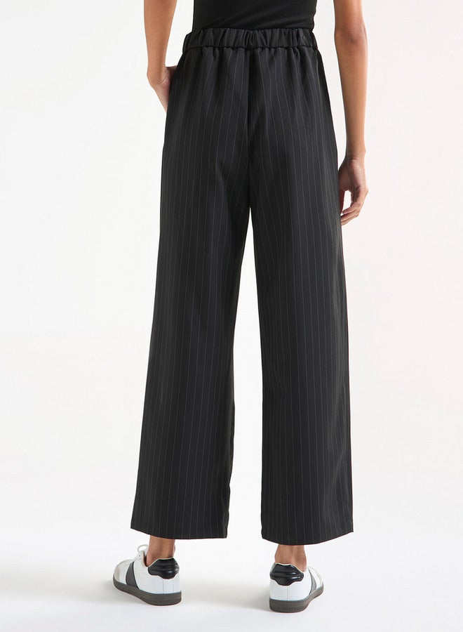Splash FAV Striped Wide Leg Pants with Semi-Elasticated Waistband and Pockets - Image 3