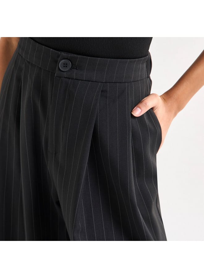 Splash FAV Striped Wide Leg Pants with Semi-Elasticated Waistband and Pockets  - Image 4