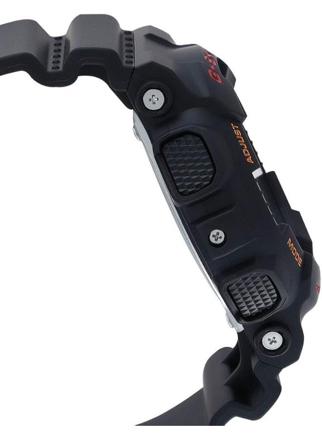 جي شوك ساعة يد رجالية دائرية الشكل بسوار من الراتنج، تعرض البيانات التناظرية والرقمية، لون أسود - GA-140-1A4DR - Image 4