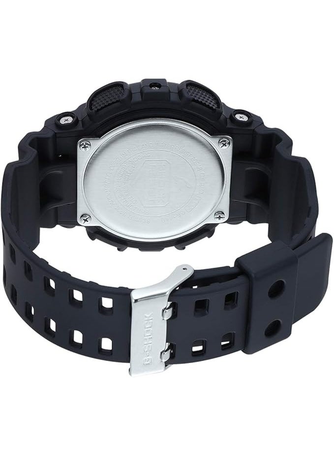جي شوك ساعة يد رجالية دائرية الشكل بسوار من الراتنج، تعرض البيانات التناظرية والرقمية، لون أسود - GA-140-1A4DR - Image 3