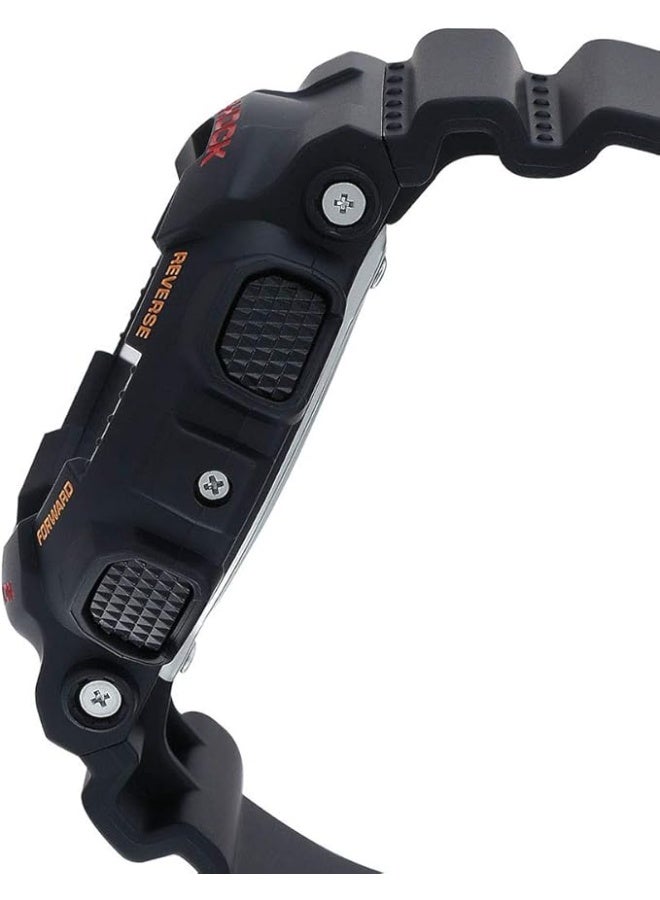 جي شوك ساعة يد رجالية دائرية الشكل بسوار من الراتنج، تعرض البيانات التناظرية والرقمية، لون أسود - GA-140-1A4DR - Image 5