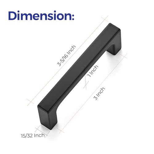Ravinte 45 Pack Solid 3 Inch Kitchen Square Cabinet Handles Matte Black Pulls Drawer Pulls Kitchen Cabinet Hardware Flat Black Handles - Image 3