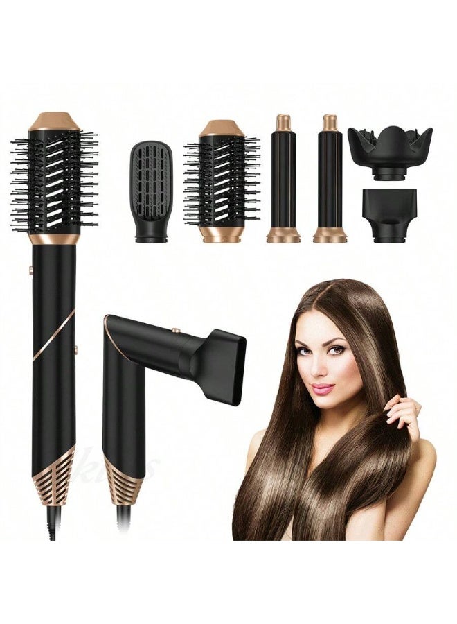 JAJEEK 6-in-1 Multifunction Hair Dryer Brush for Women – Fast-Heating Foldable Hot Air Comb with Replaceable Styling Heads, Ionic Technology & Heat-Resistant Gloves – Safe for All Hair Types - Image 1