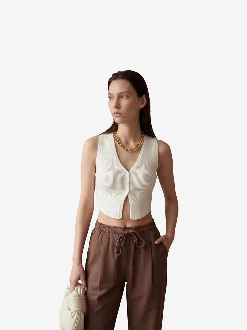 My Fashion Camel Brown MY FASHION Ankle Length Drawstring Waist Pants with Pocket for Women | Best Price UAE