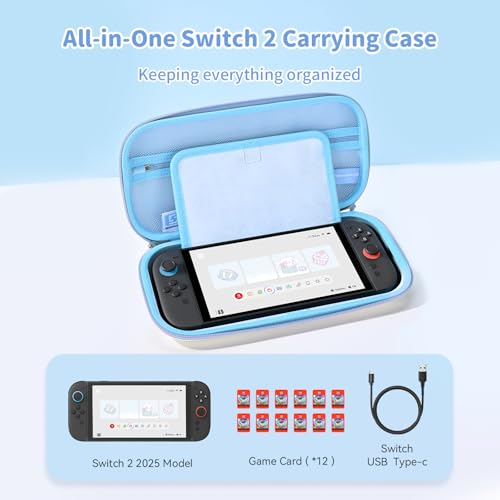 Kuitmor Slim Carrying Case Compatible with Switch 2 2025 Hard Shell Storage Bag with 12 Game Card Slots Portable Case for Switch 2 Console and Game Accessories Blue Cinnamoroll - Image 3