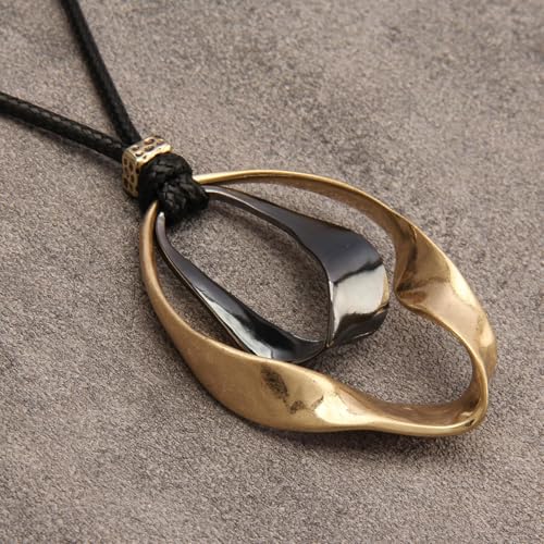 joymiao Black Circle Pendant Necklace Boho Necklace for Womens Leather Cord Chain Necklace Long Choker Necklaces for Women - Image 2