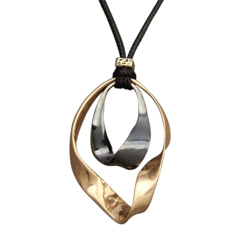 joymiao Black Circle Pendant Necklace Boho Necklace for Womens Leather Cord Chain Necklace Long Choker Necklaces for Women - Image 1