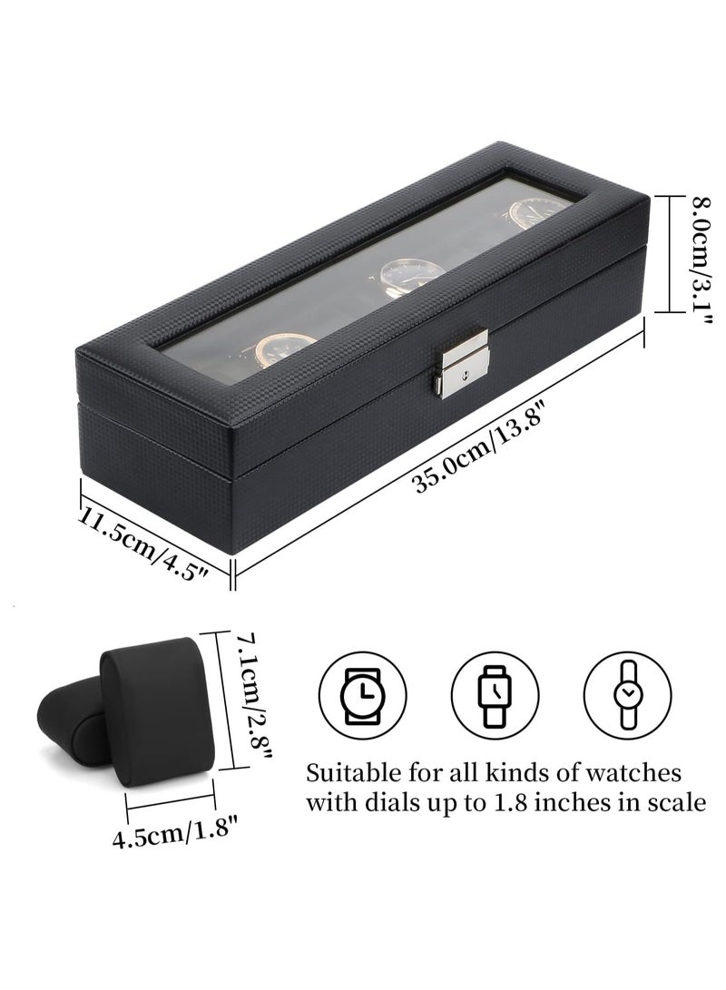 بلومنغ تايم صندوق ساعة للرجال - علبة فاخرة مكونة من 6 فتحات للساعات مع مشبك معدني، منظم ساعات للرجال - Image 2