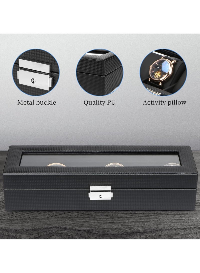 بلومنغ تايم صندوق ساعة للرجال - علبة فاخرة مكونة من 6 فتحات للساعات مع مشبك معدني، منظم ساعات للرجال - Image 3