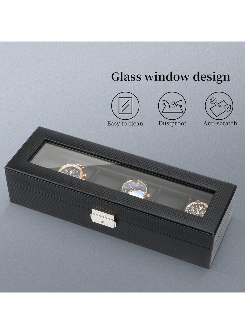 بلومنغ تايم صندوق ساعة للرجال - علبة فاخرة مكونة من 6 فتحات للساعات مع مشبك معدني، منظم ساعات للرجال - Image 4