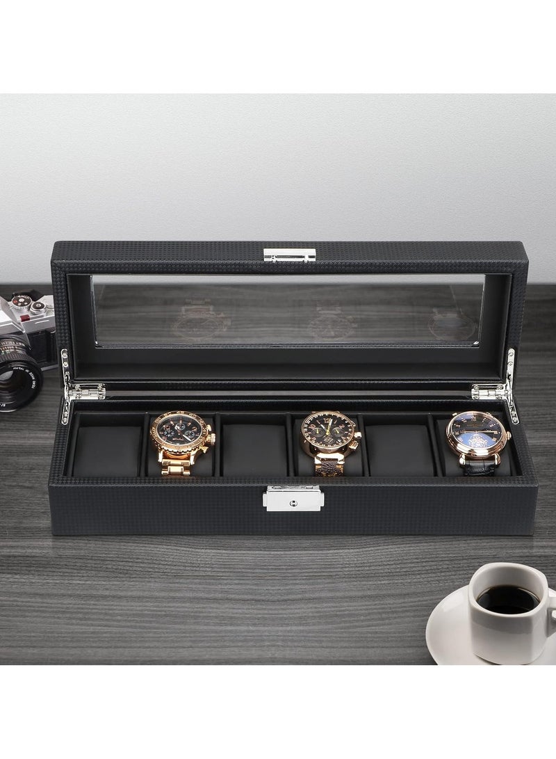 بلومنغ تايم صندوق ساعة للرجال - علبة فاخرة مكونة من 6 فتحات للساعات مع مشبك معدني، منظم ساعات للرجال - Image 5