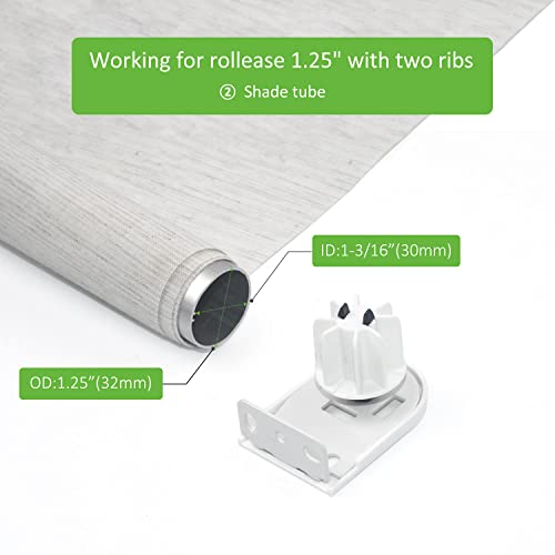Rollerhouses Roller Shade Brackets with Mechanism Roller Shade Clutch+Skyline Mounting Brackets + End Plug for 1 1/4" Tube, White - Image 4