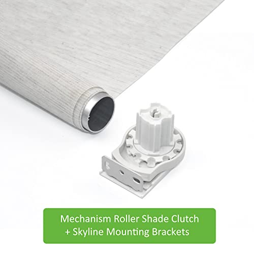 Rollerhouses Roller Shade Brackets with Mechanism Roller Shade Clutch+Skyline Mounting Brackets + End Plug for 1 1/4" Tube, White - Image 5