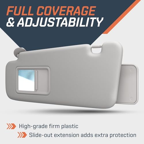 SAILEAD Left Driver Side Sun Visor Replacement Compatible with Toyota Highlander 2008 2009 2010 2012 2013 with Light 74320-48500-B0, Grey - Image 2