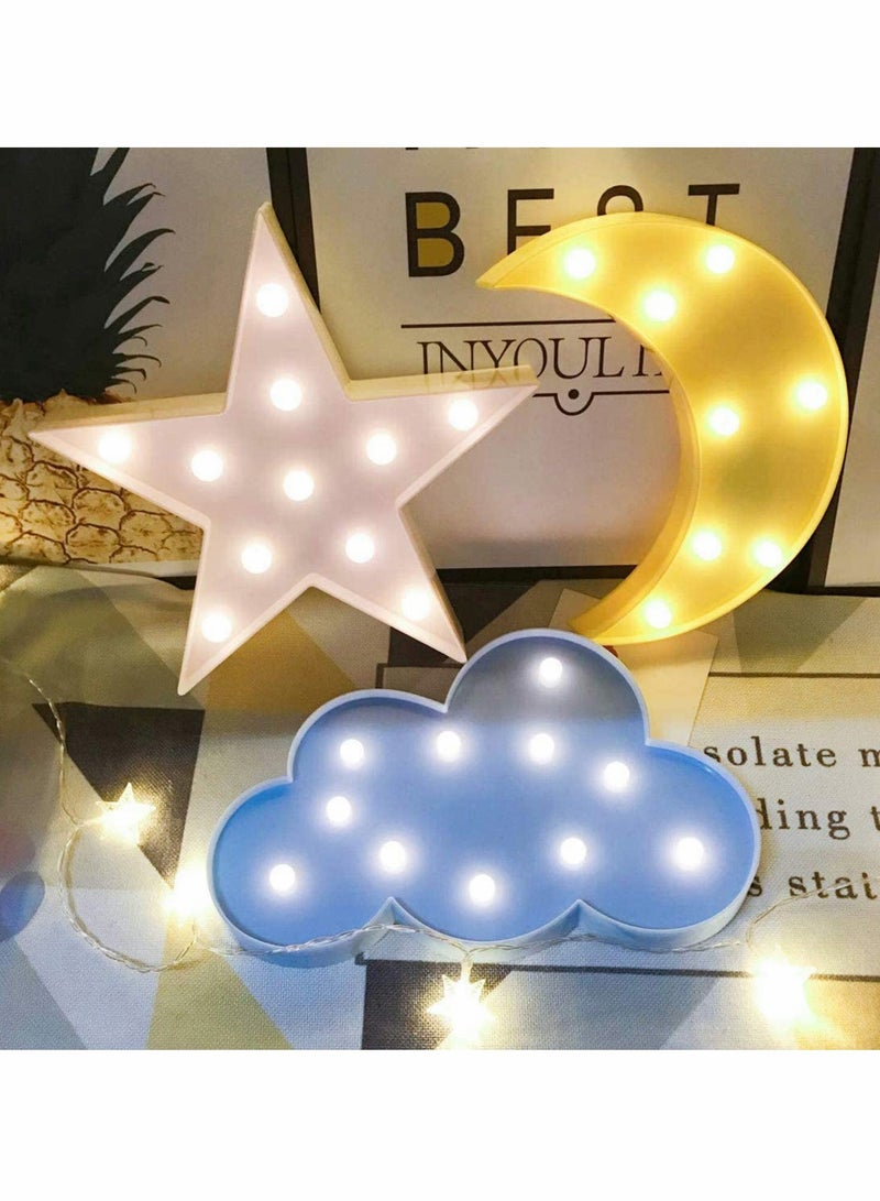 SYOSI Night Light, LED  Moon Star and Cloud Shaped Marquee Decorations Sign Light Operated Table Lamp for Kids Children Bedroom Lighting Birthday Party Decor  - Image 1