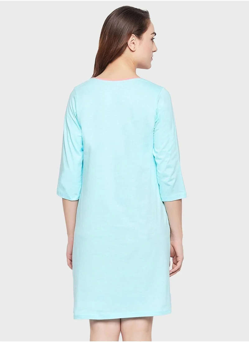 كلوفيا Printed Crew Neck Nightdress