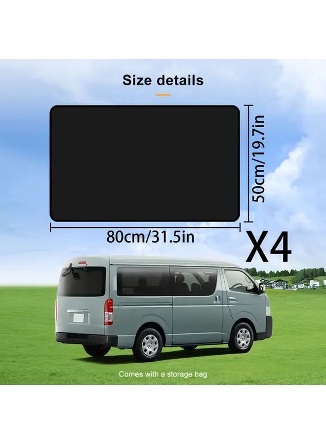 4 Piece Magnetic Car Window Screens Adjustable Curtains 99 UV Protection Folding Shades Night Privacy - Image 1