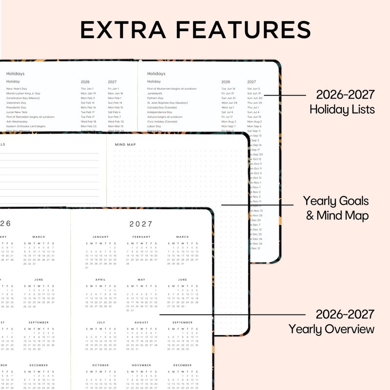 &And Per Se And Per Se Undated Planner â€“ A5 Weekly & Monthly Goal Planner for 72 Weeks (1.5 Years) â€“ Hardcover with Monthly Tab Stickers, Back Pocket & Habit Tracking (Lunar Leaf) - Image 4