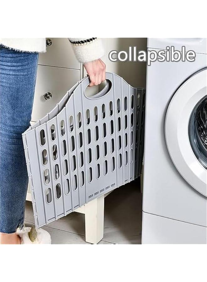 Laundry Basket Plastic Hamper Holder Collapsible For Clothes,Large Collapsible Clothes Hamper, Plastic Storage Laundry Box with Dual Handles (Blue) - Image 4