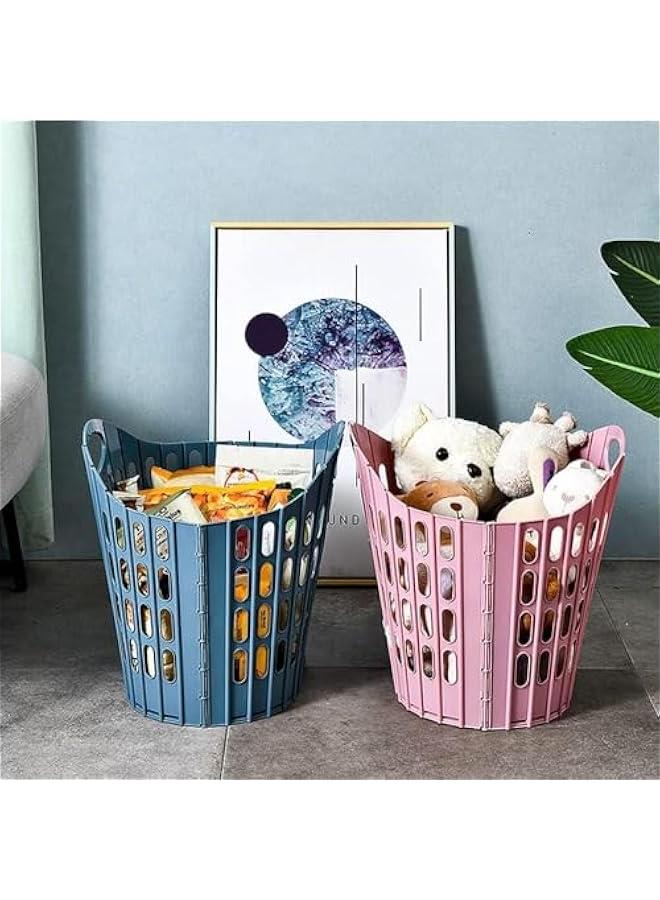 Laundry Basket Plastic Hamper Holder Collapsible For Clothes,Large Collapsible Clothes Hamper, Plastic Storage Laundry Box with Dual Handles (Blue) - Image 3