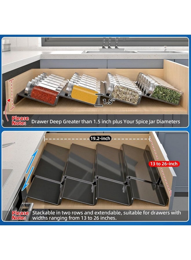 VBM Acrylic Spice Drawer Organizer Expandable Seasoning Jars 13" Seasoning Jars Drawer Insert, Kitchen Spice Rack Tray for Drawer/Countertop (Jars not included) (8) - Image 3