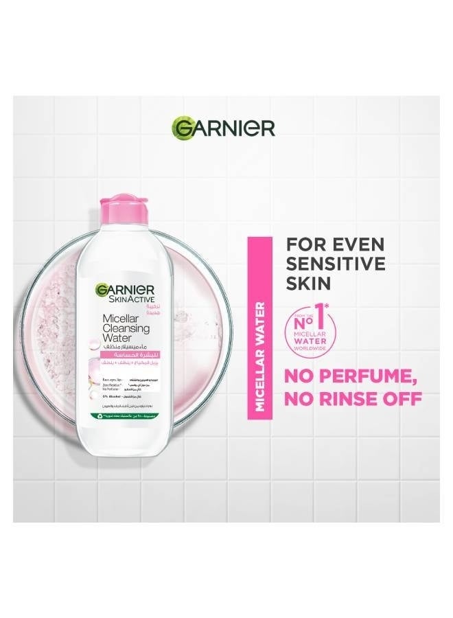 Garnier SkinActive, Micellar Cleansing Water for Sensitive Skin (Removes Makeup + Cleanses + Soothes) - 400 ml - Image 2